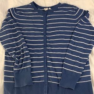Gap Blue White Striped Cardigan Xl